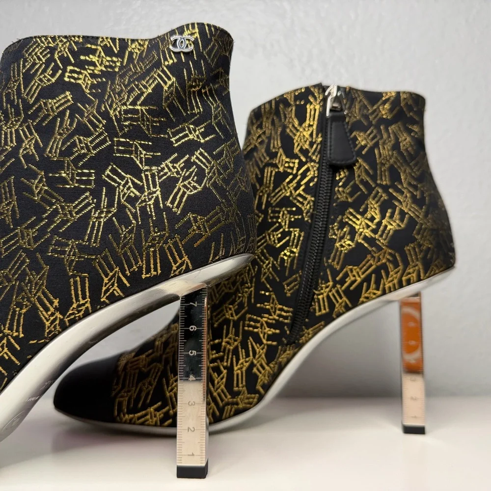 Chanel Black and Gold Ankle Boots - Picture 7 of 11
